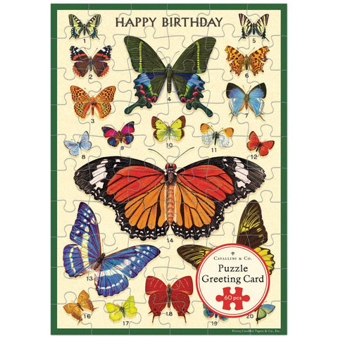 Cavallini Puzzle Greeting Card 60 Pc - Butterflies