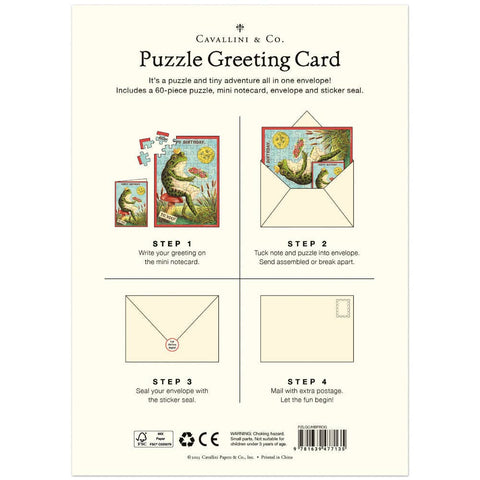 Cavallini Puzzle Greeting Card 60 Pc - Frog