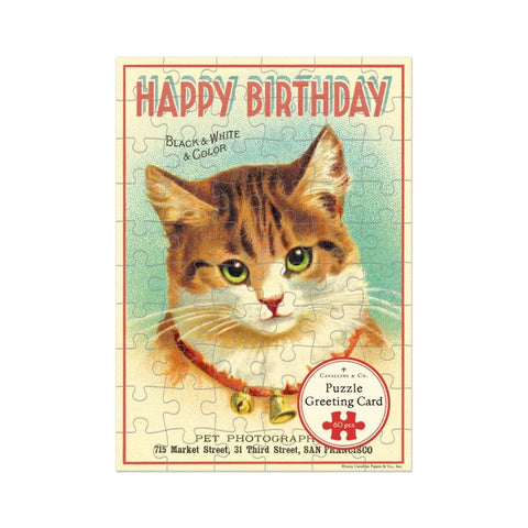 Cavallini Puzzle Greeting Card 60 Pc - Cat