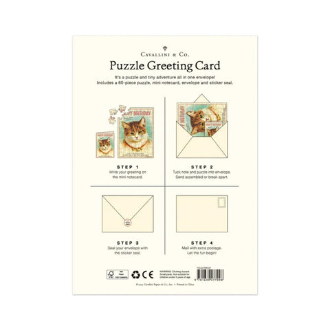 Cavallini Puzzle Greeting Card 60 Pc - Cat