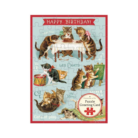 Cavallini Puzzle Greeting Card 60 Pc - Cats Play