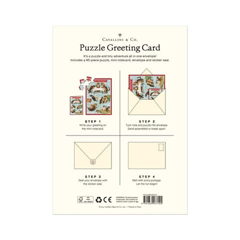 Cavallini Puzzle Greeting Card 60 Pc - Cats Play