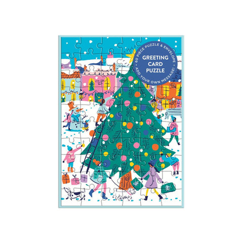 Galison - Merry & Bright Greeting Card Puzzle 60-piece