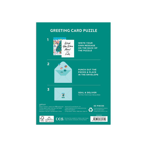 Galison - Merry & Bright Greeting Card Puzzle 60-piece