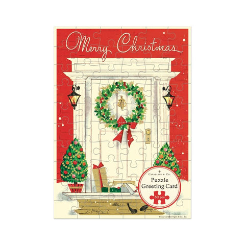 Cavallini Puzzle Greeting Card 60 Pc - Christmas Home