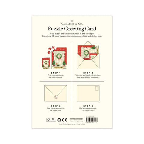 Cavallini Puzzle Greeting Card 60 Pc - Christmas Home