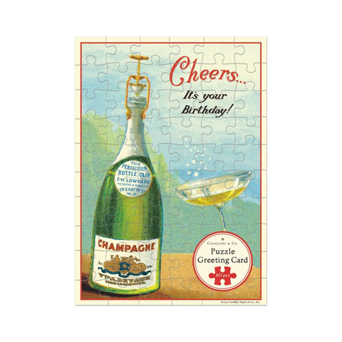Cavallini Puzzle Greeting Card 60 Pc - Champagne