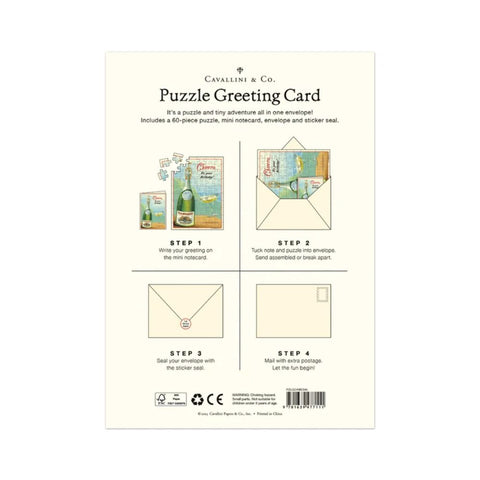 Cavallini Puzzle Greeting Card 60 Pc - Champagne